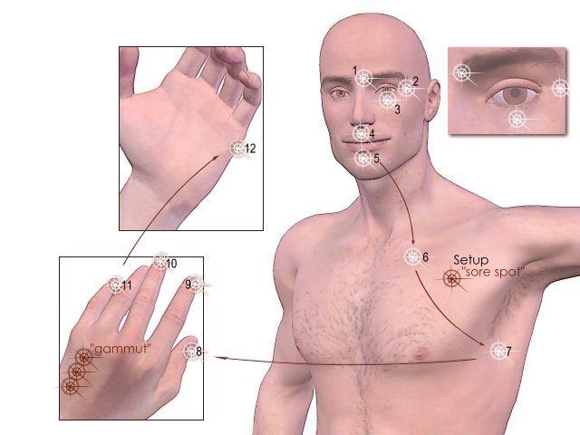 EFT tapping points. EFT uses the same meridians as acupuncture, but without needles.